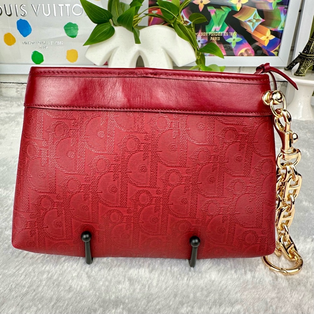 Dior Trotter Red monogram canvas and leather Wristlet, Pouch VINTAGE CUTE - Picture 2 of 13